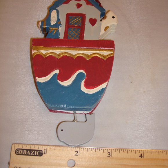 NOAH'S ARK 3 Vintage Sylvestri unique Wood Ornament Rare swinging dove and whale - Picture 4 of 6